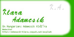 klara adamcsik business card